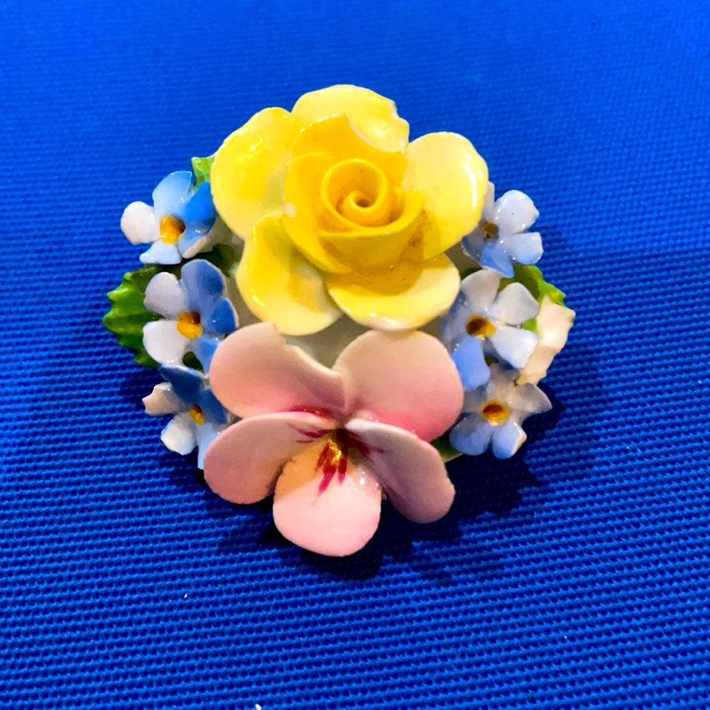 Denton China flower brooch.Vintage